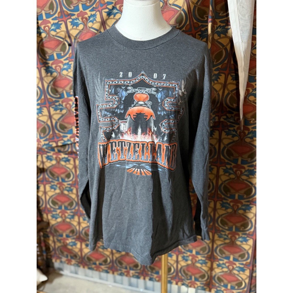 2007 Veteran Motorcycle Rally Long Sleeve T‎ Shirt Mens L Gray Alstyle Apparel
